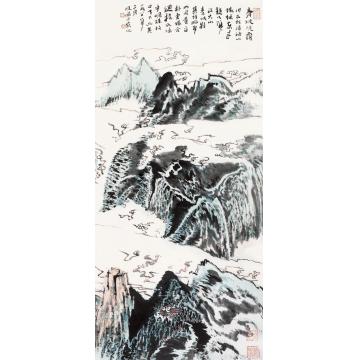 陆俨少1980年作青城晓霭立轴设色纸本