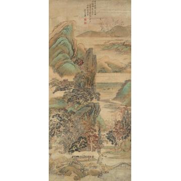 王翚青绿山水立轴纸本