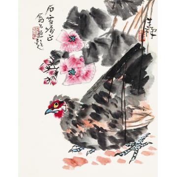 李苦禅大吉图镜片设色纸本