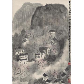 李可染1963年作春雨江南图镜片设色纸本