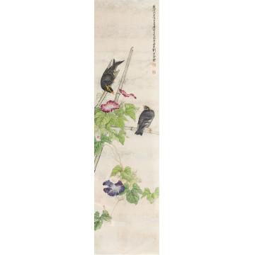 刘奎龄花鸟镜框纸本