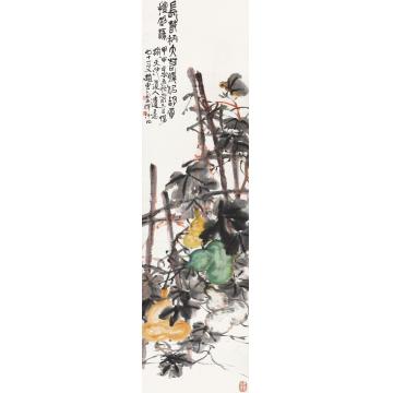 赵云壑甲申（1944）年作福禄图立轴设色纸本