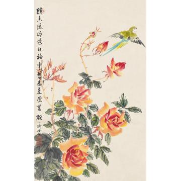 孔小瑜花鸟立轴纸本