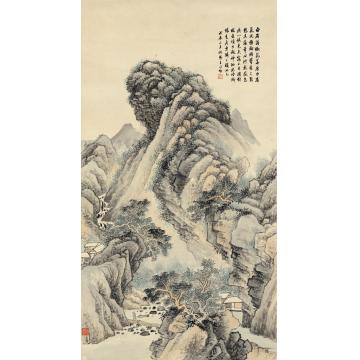 王同愈1928年作松溪山居图立轴设色纸本