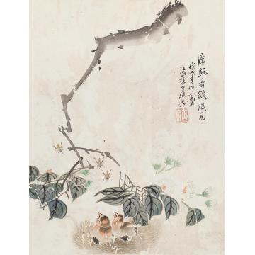 居廉花鸟图镜片纸本