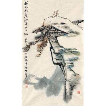 何海霞1986年作松岩高士图画心设色纸本