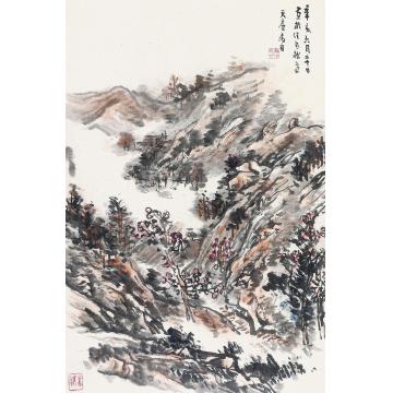 余任天秋山图立轴设色纸本