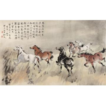 戈湘岚1943年作骏马横幅设色纸本