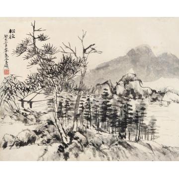 吴昌硕1893年作松径镜片水墨纸本