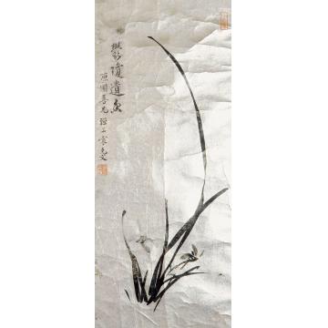 袁克文兰草镜框银笺纸本