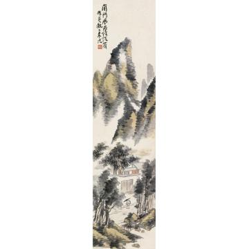 蒲华闭门风雨立轴设色纸本