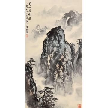 应野平1987年作黄山胜境图立轴设色纸本