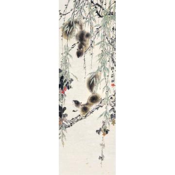 江寒汀1961年作松鼠立轴设色纸本