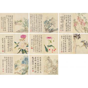 恽寿平1673年作山水花卉册页（八开）设色纸本