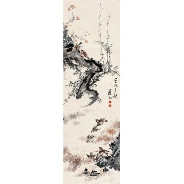 黄慎1742年作花鸟立轴设色纸本