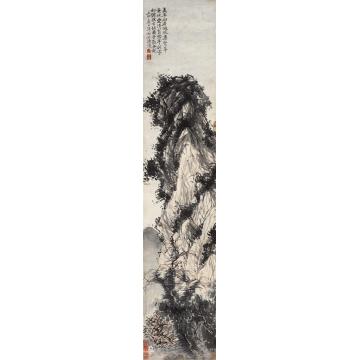 石涛1692年作高仕登山立轴设色纸本