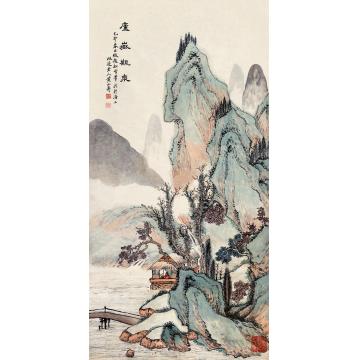 黄山寿1915年作庐岳观泉立轴设色纸本