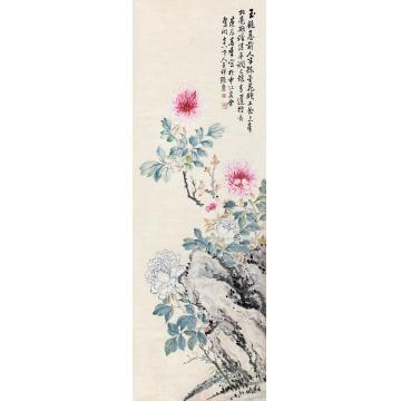 张熊1820年作花卉立轴设色纸本