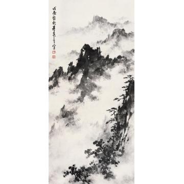 董寿平1988年作山水镜片水墨纸本