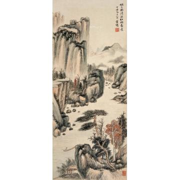 萧愻1937年作山水立轴设色纸本