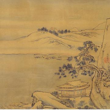 溥儒山水立轴设色绢本