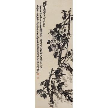 吴昌硕樱花图立轴水墨纸本