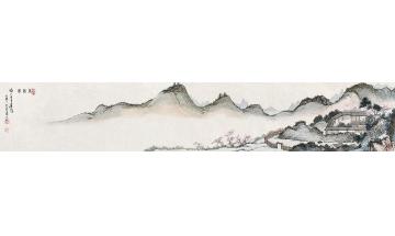 溥儒杏语图横披设色纸本