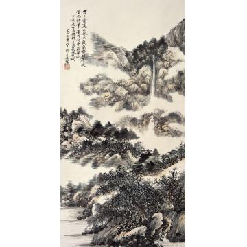 俞子才夏山林木图立轴水墨纸本