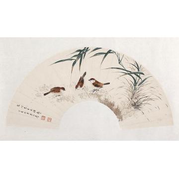 江寒汀三鸟图镜片设色纸本