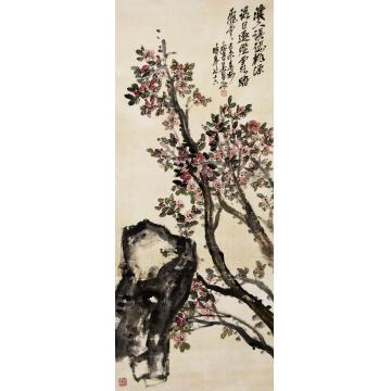 吴昌硕杏花图立轴设色绢本