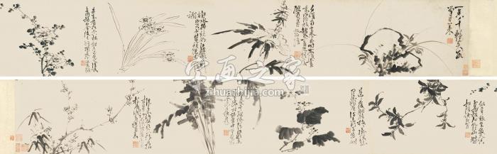 徐渭（款）写意花卉卷手卷水墨纸本字画之家