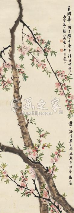 赵叔孺1926年作桃花玉润图立轴设色纸本字画之家