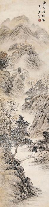 溥伒山水镜片纸本字画之家