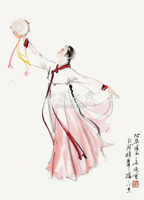 杨之光朝鲜族舞镜片设色纸本字画之家