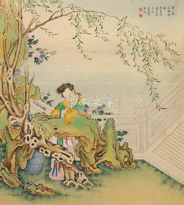 潘志云仕女镜片绢本字画之家