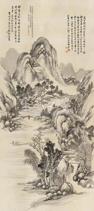 张熊1868年作唐人诗意图立轴设色绢本字画之家