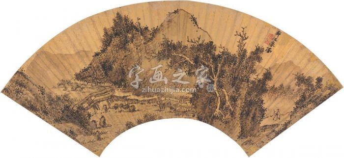 邹近鲁溪山访友图扇页水墨泥金纸本字画之家