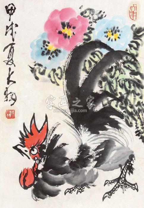 陈大羽大吉图立轴纸本字画之家