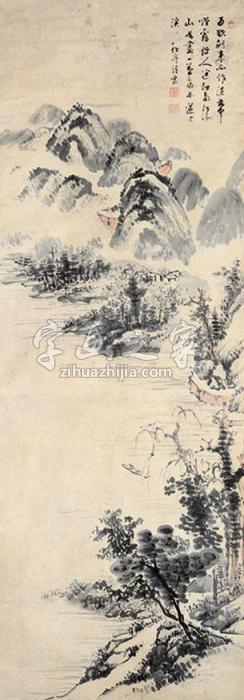 俟名山水立轴纸本字画之家