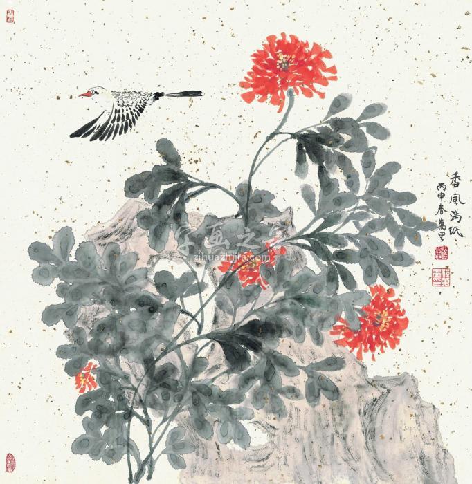 程万里香风满纸镜心（片）设色纸本字画之家