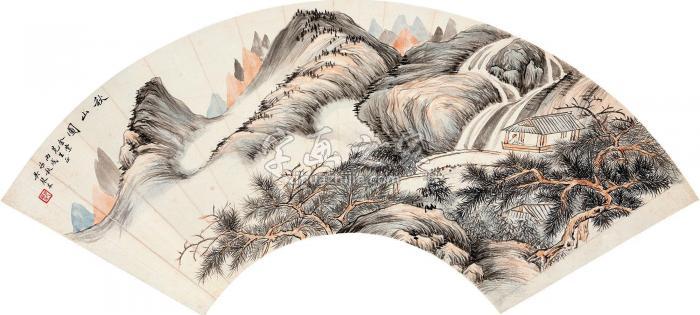 吴琴木1946年作秋山图扇页设色纸本字画之家
