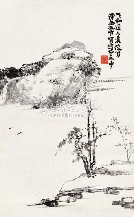 萧俊贤1929年作云林画意立轴水墨纸本字画之家