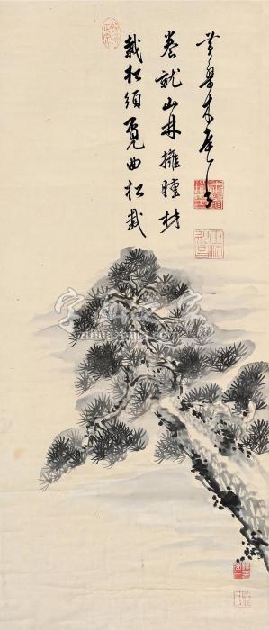 木庵松树立轴水墨纸本字画之家