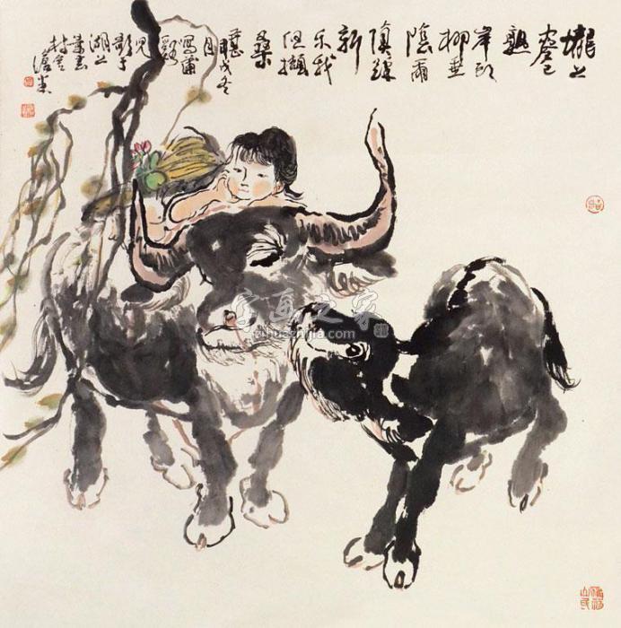 周昌米春牛图立轴纸本字画之家