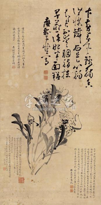 黄慎芍药立轴水墨纸本字画之家