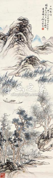 何香凝一帆风顺立轴设色纸本字画之家