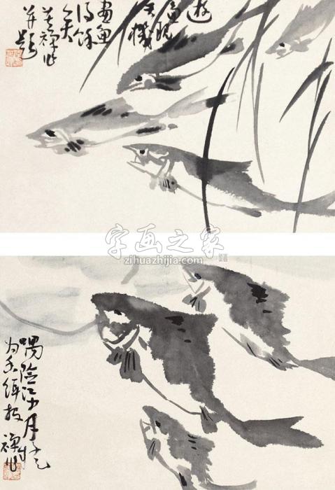 李苦禅鱼乐图立轴纸本字画之家