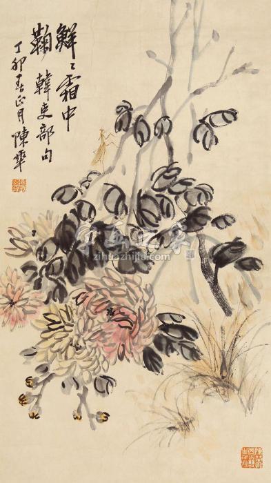 陈半丁花卉镜片纸本字画之家