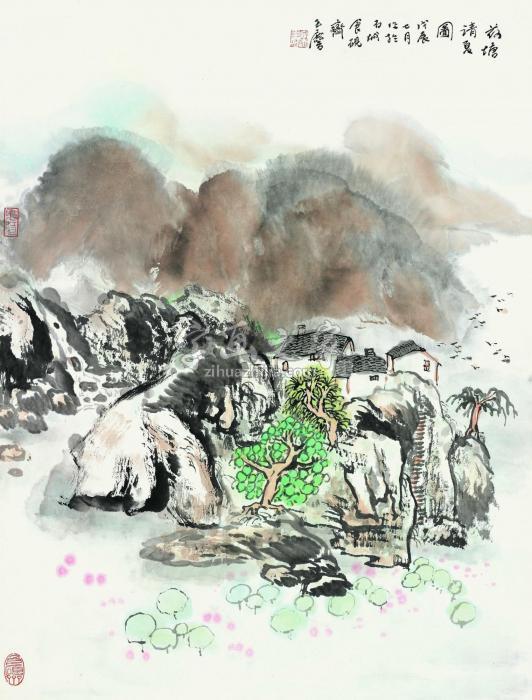 宋玉麟荷塘清夏镜心（片）设色纸本字画之家