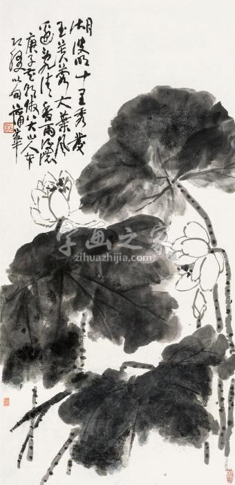 蒲华庚子（1900）年作荷塘立轴水墨纸本字画之家
